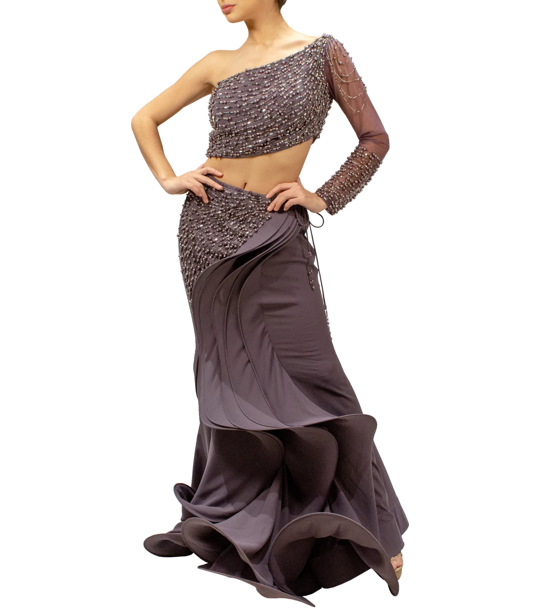 Structured purple gown