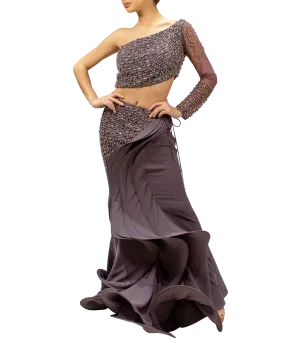 Structured purple gown