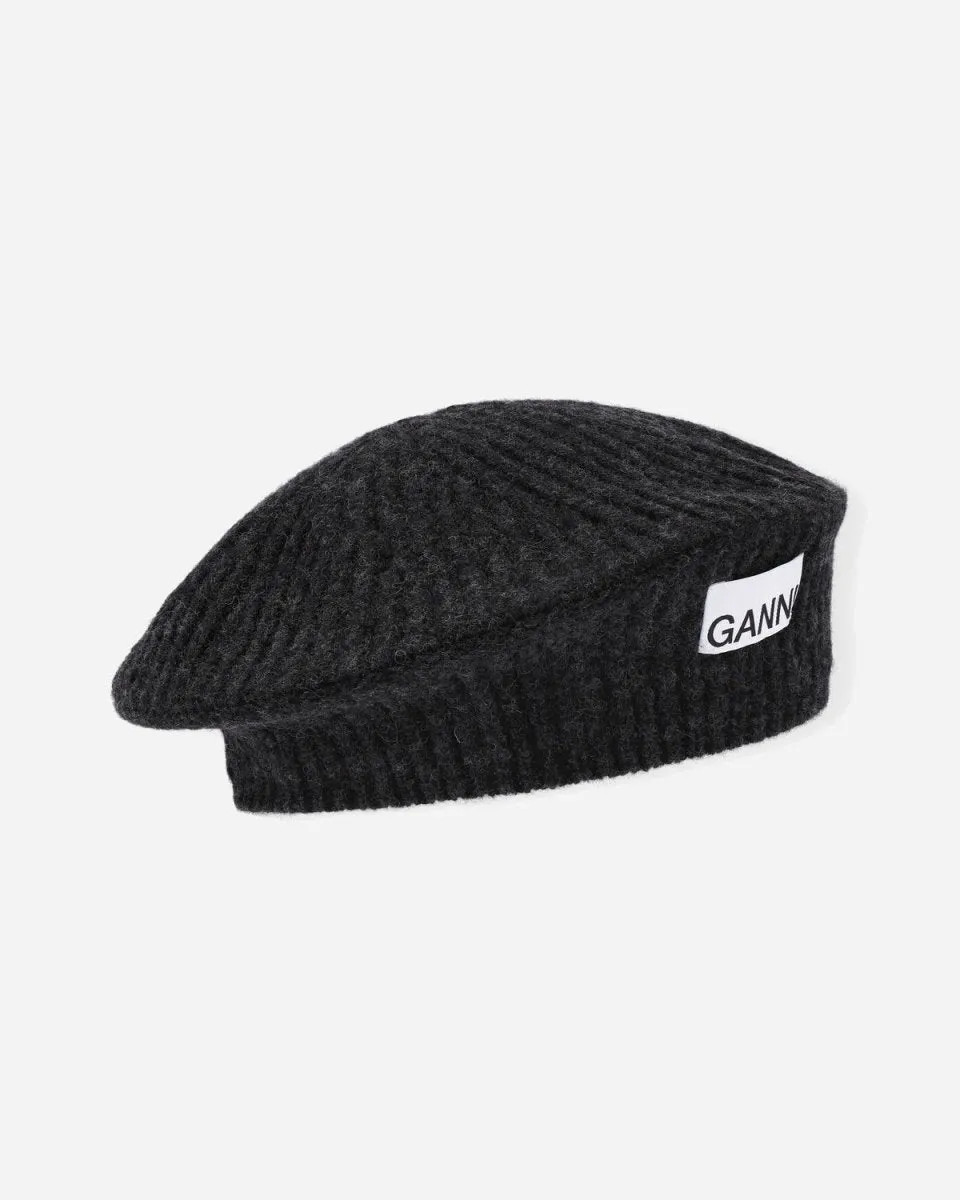 Structured Rib Beret - Black