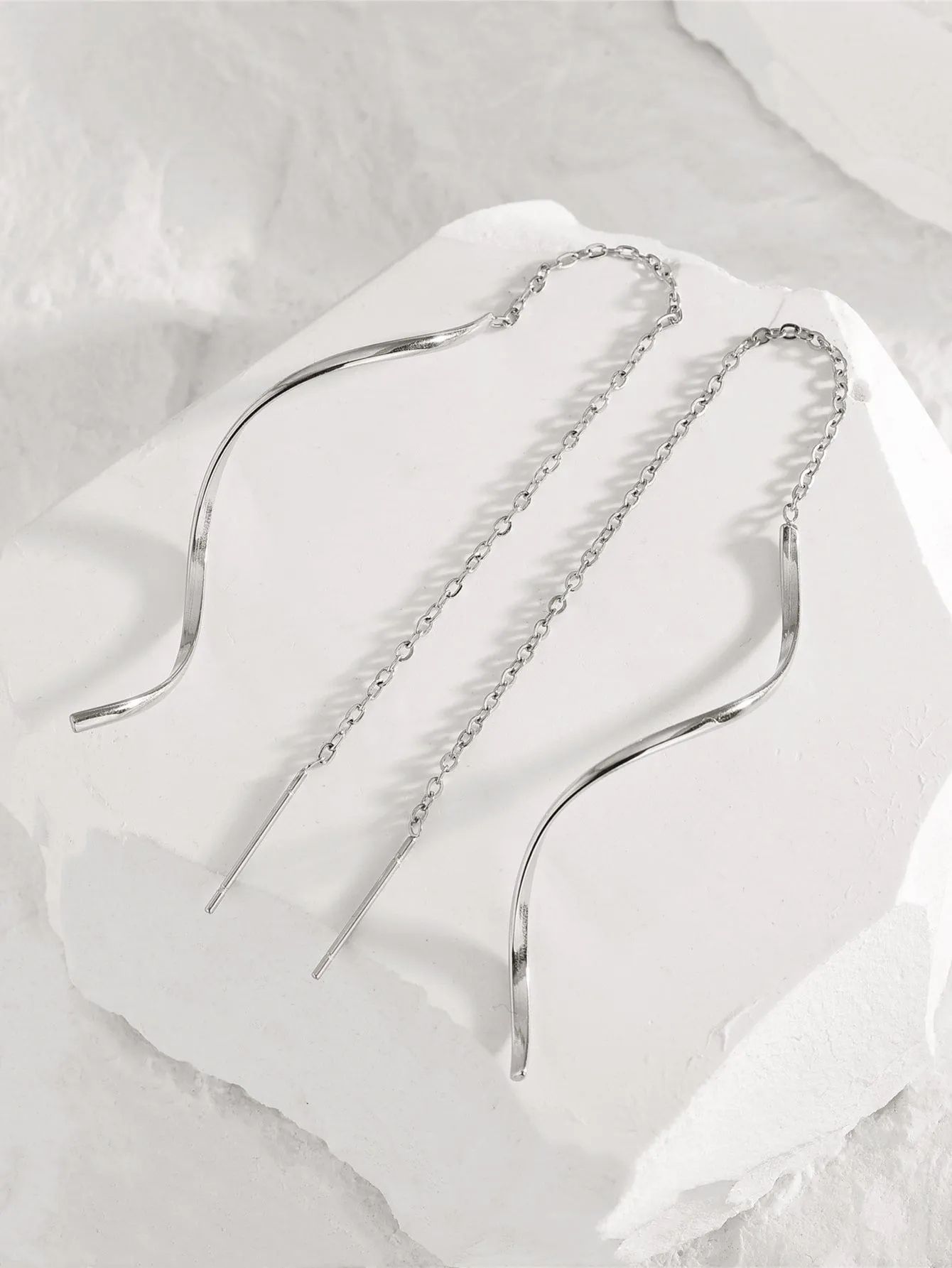 Structured Threader Earrings - Silver