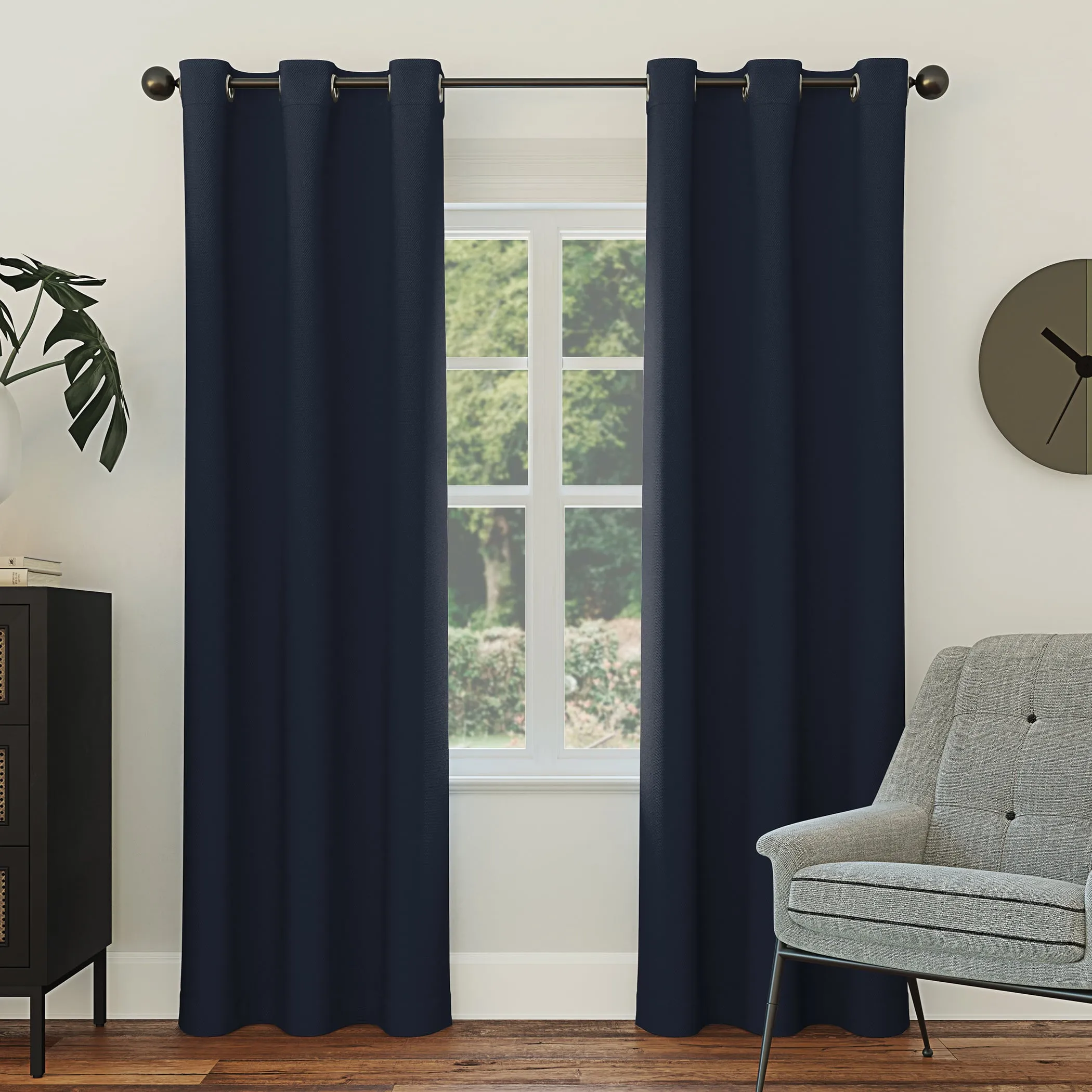 Sun Zero Nolan Energy Efficient Blackout Grommet Curtain Panel, 40"X95", Navy