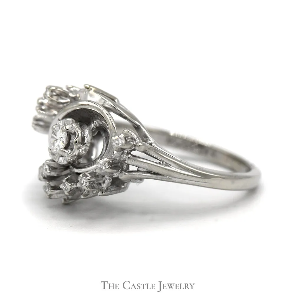 Swirled .25cttw Diamond Cluster Ring in 14k White Gold