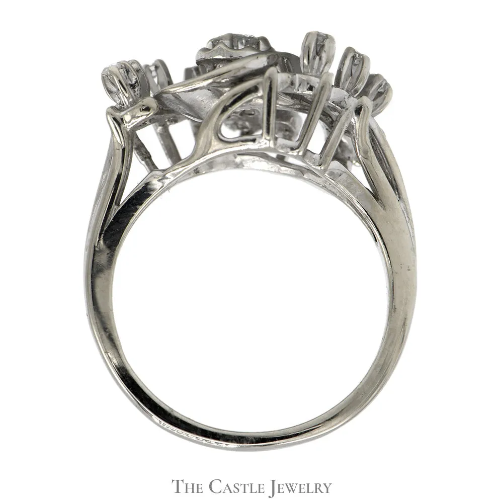Swirled .25cttw Diamond Cluster Ring in 14k White Gold