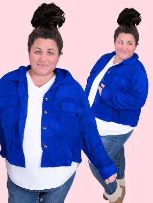 Tabitha Boxy Shacket w/Pockets in Royal Blue