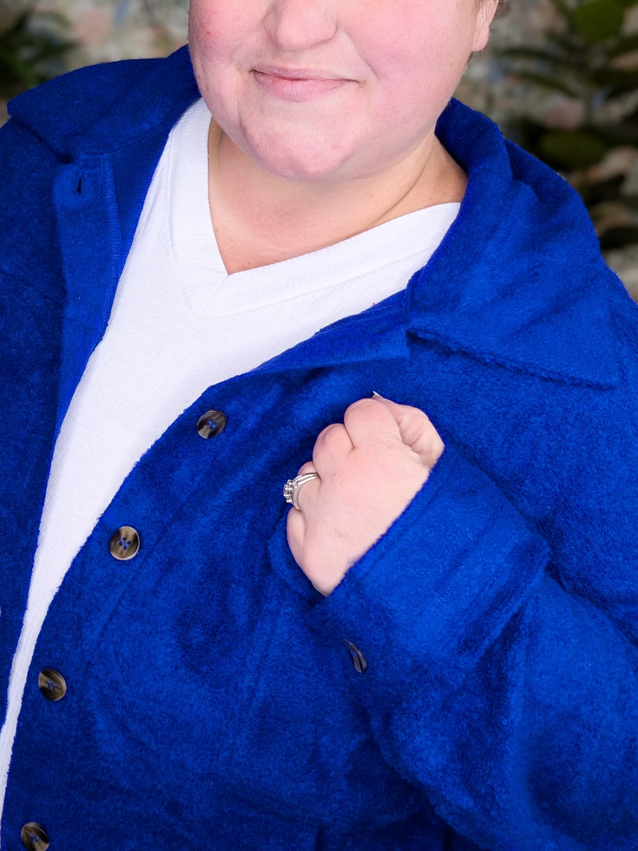 Tabitha Boxy Shacket w/Pockets in Royal Blue