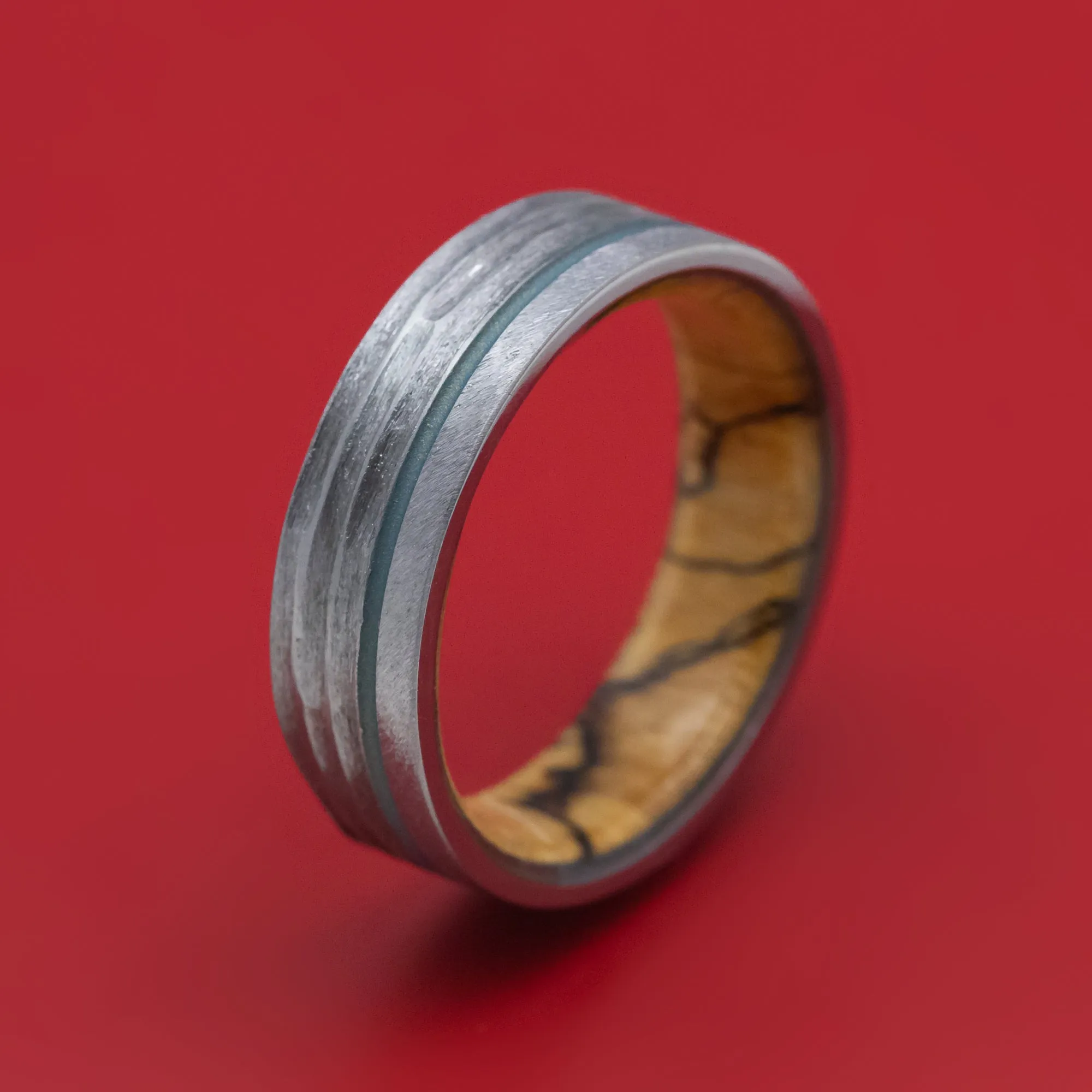 Tantalum and Cerakote Ring with Wood Sleeve Custom Made Band