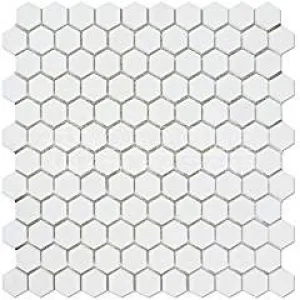 Thassos White Greek Marble 1 inch Hexagon Mosaic Tile, Polished
