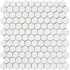 Thassos White Greek Marble 1 inch Hexagon Mosaic Tile, Polished