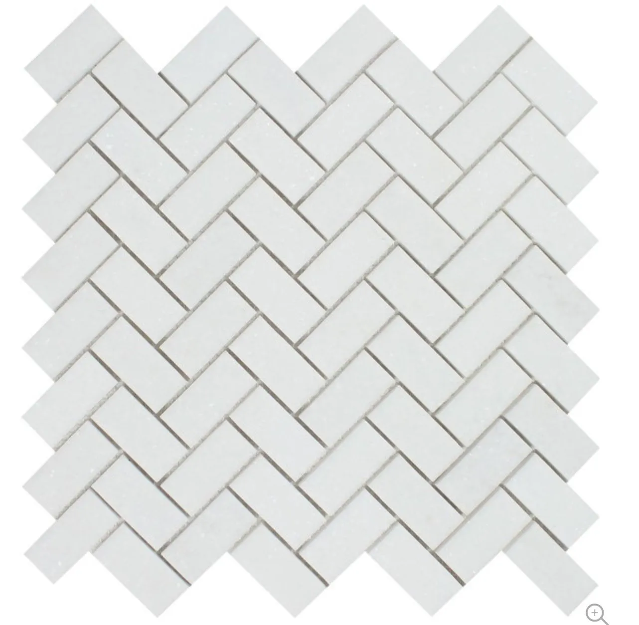 Thassos White Greek Marble 1 X 2 Herringbone Mosaic Tile, Polished