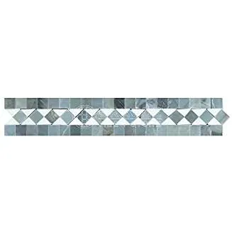 Thassos White Greek Marble BIAS Border / Listello with Blue & Gray Dots, Polished