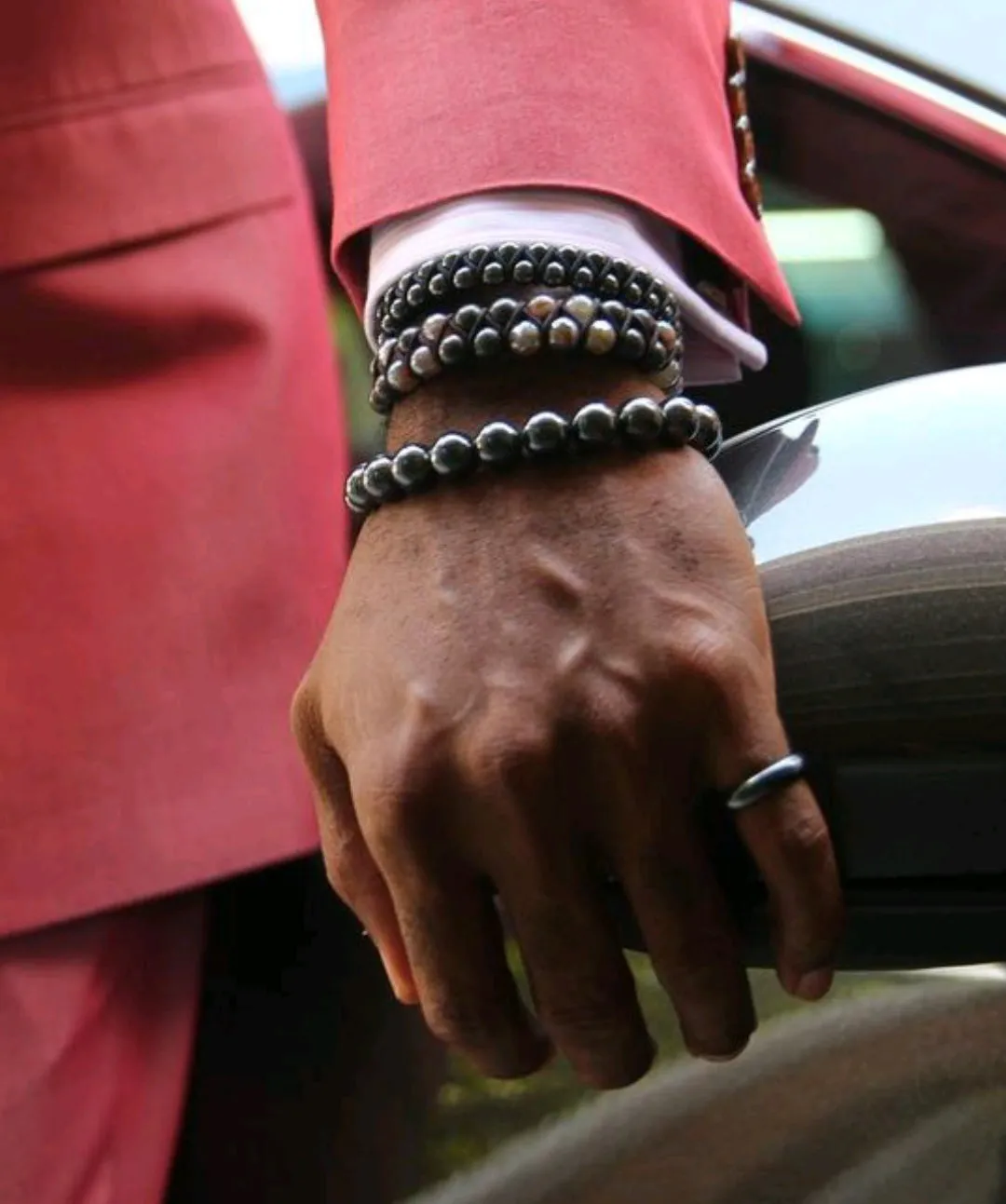 The John Double Row Matte Hematite Bracelet