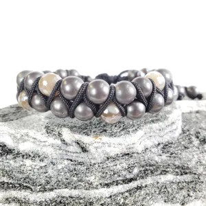 The John Double Row Matte Hematite Bracelet