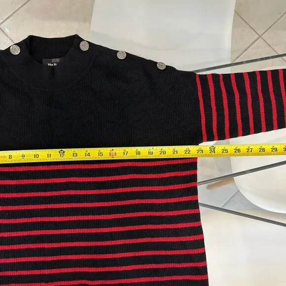 THE KOOPLES Womens Sweater Black Red Striped Buttoned Shoulder $395 Size 1 /US S