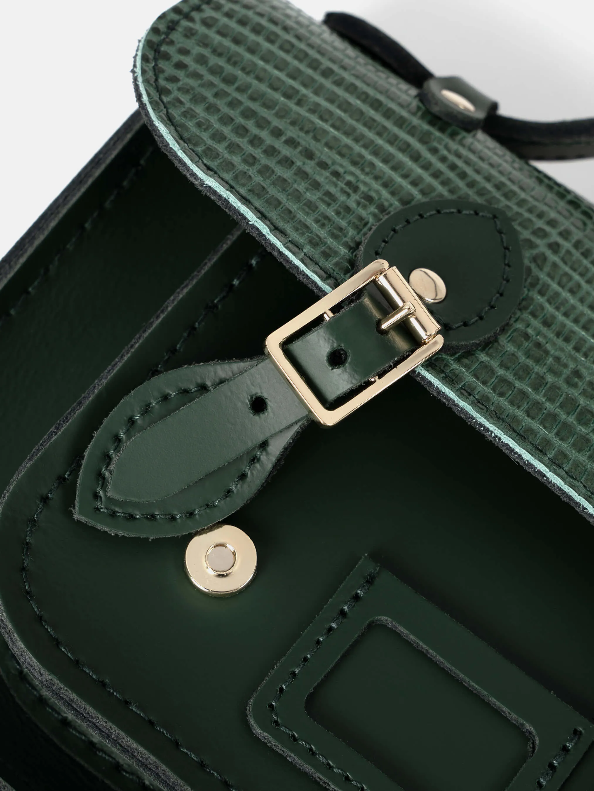 The Mini -  Green Lizard Printed Calf Grain with Racing Green