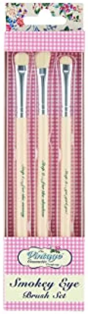The Vintage Cosmetic Company | Smokey Eye Make-up Brush Set | Includes Shadow Brush, Angled Brush, Smudger Brush | Soft Synthetic Bristles | Define, Blend, Smudge | For All Skin Types | 3 Piece Set
