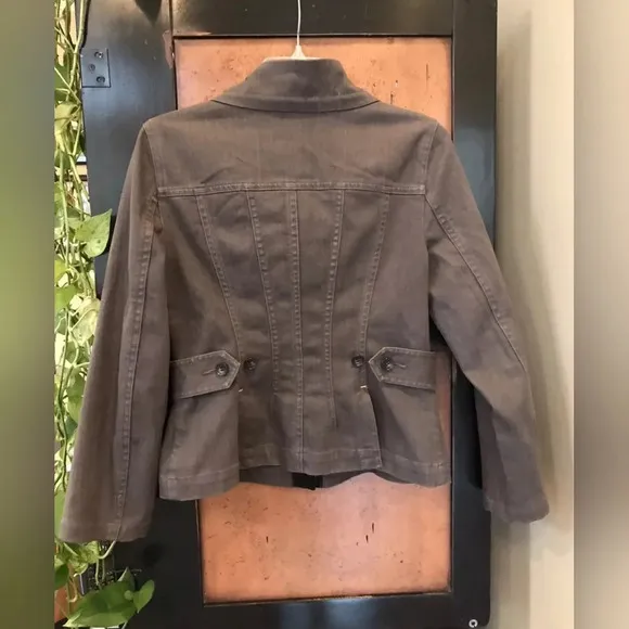 Theory Gray Denim Moto Trucker jacket Gray Size Small Casual Streetwear Boxy