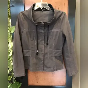 Theory Gray Denim Moto Trucker jacket Gray Size Small Casual Streetwear Boxy