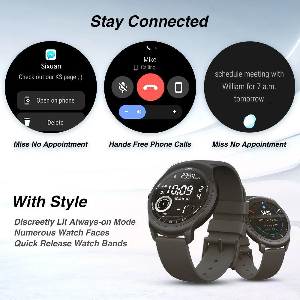 Ticwatch 2 GPS Smart watch 1.2GHz 512M RAM 4G ROM Heart Rate Monitor Smartwatch IP65 Waterproof Wearable Devices