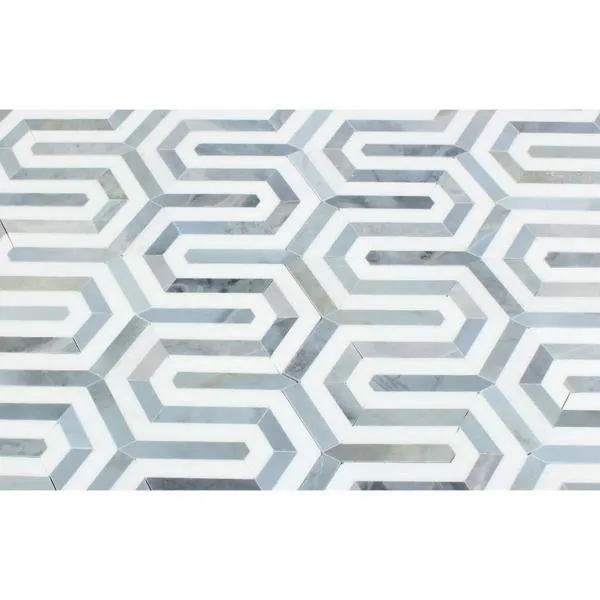 Tilefornia Berlinetta Thassos White & Blue/Gray Marble Tile