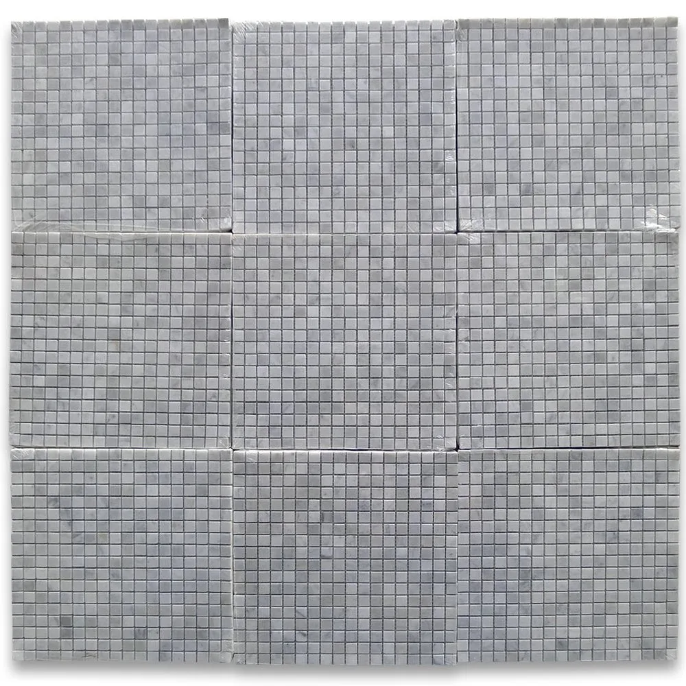 Tilefornia Carrara White Italian (Bianco Carrara) Marble 5/8 X 5/8 Mosaic Tile, Polished