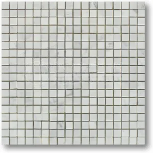 Tilefornia Carrara White Italian (Bianco Carrara) Marble 5/8 X 5/8 Mosaic Tile, Polished