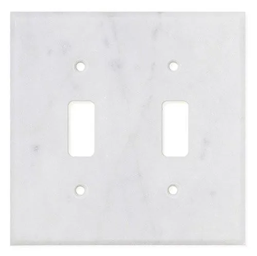 Tilefornia Carrara White Marble Double Toggle Switch Plate Polished/Honed