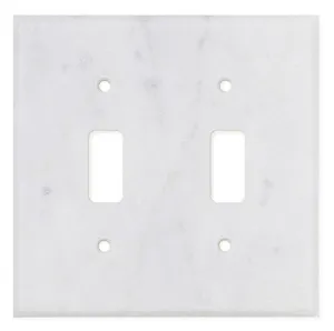 Tilefornia Carrara White Marble Double Toggle Switch Plate Polished/Honed