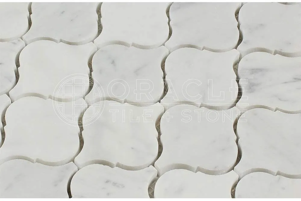 Tilefornia Italian Carrara White Marble Lantern Mosaic TIle Polished/Honed