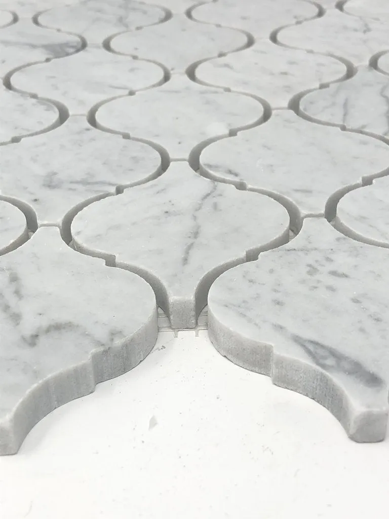 Tilefornia Italian Carrara White Marble Lantern Mosaic TIle Polished/Honed