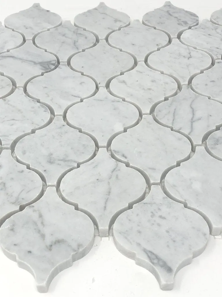 Tilefornia Italian Carrara White Marble Lantern Mosaic TIle Polished/Honed