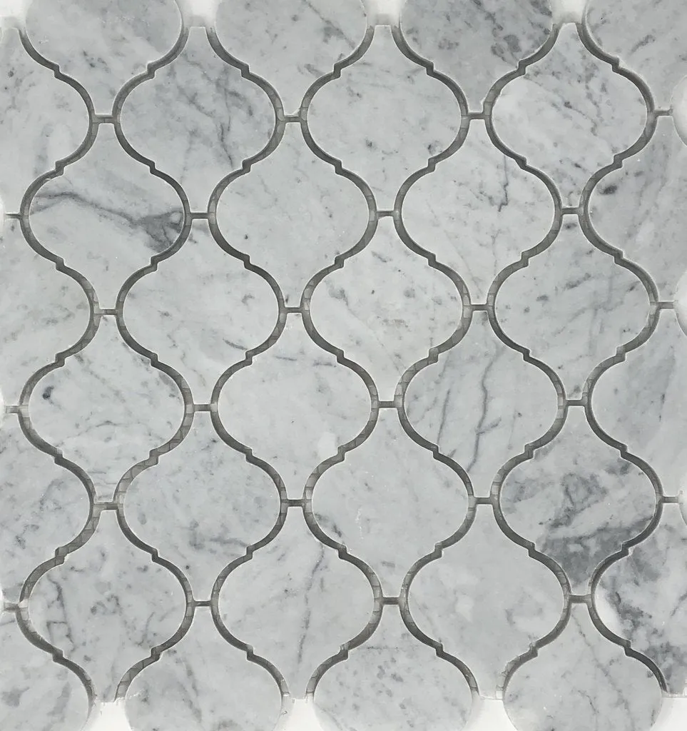 Tilefornia Italian Carrara White Marble Lantern Mosaic TIle Polished/Honed