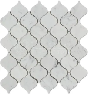 Tilefornia Italian Carrara White Marble Lantern Mosaic TIle Polished/Honed