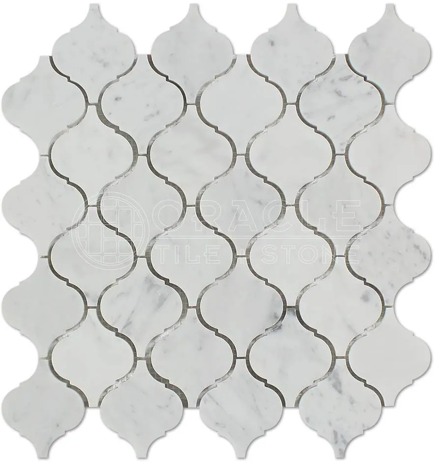 Tilefornia Italian Carrara White Marble Lantern Mosaic TIle Polished/Honed