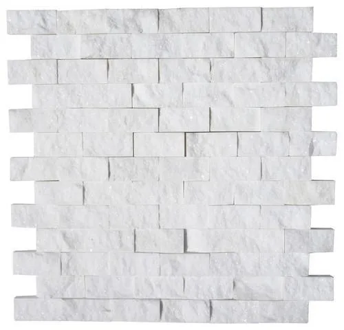 Tilefornia Thassos White 1" X 2" Brick Split Faced Mosaic