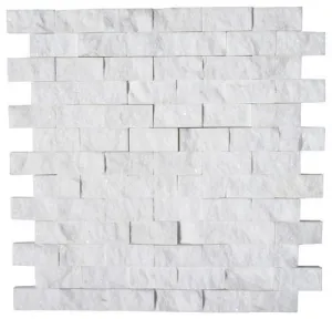 Tilefornia Thassos White 1" X 2" Brick Split Faced Mosaic