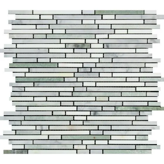 Tilefornia Thassos White & Carrara White & Green Marble Bamboo Sticks Strips