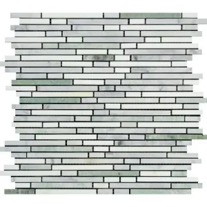 Tilefornia Thassos White & Carrara White & Green Marble Bamboo Sticks Strips