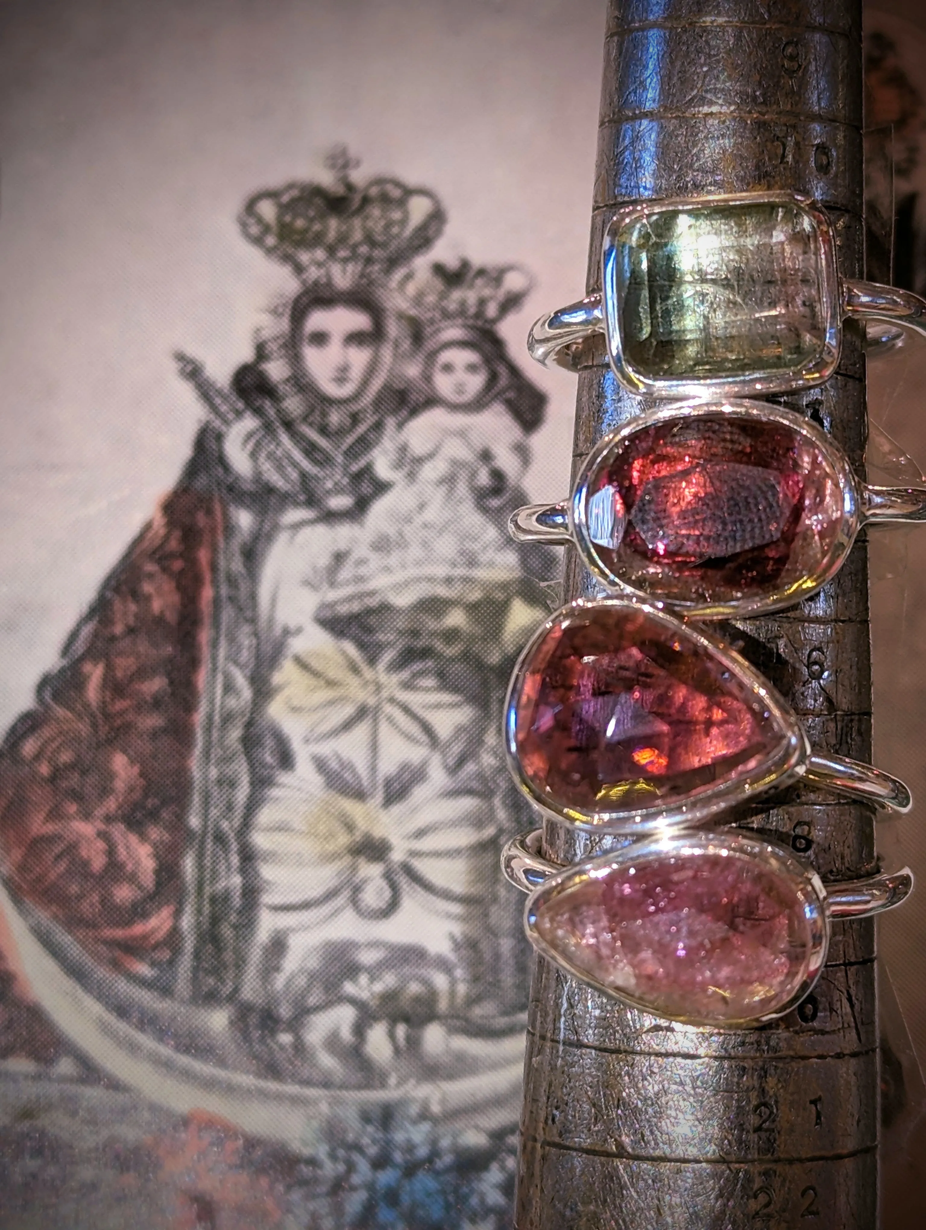 Tourmalines in silver