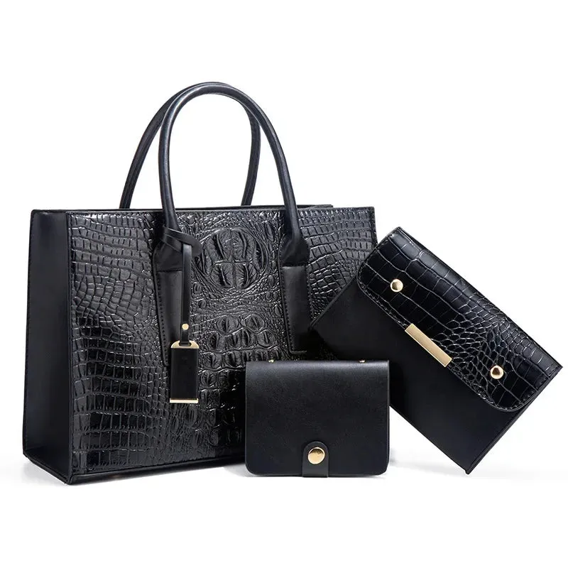 TRAVEASY 2024 New Crocodile Pattern Handbag Women PU Leather Vintage Style Shoulder Bag Large Capacity Laides Hand Bags
