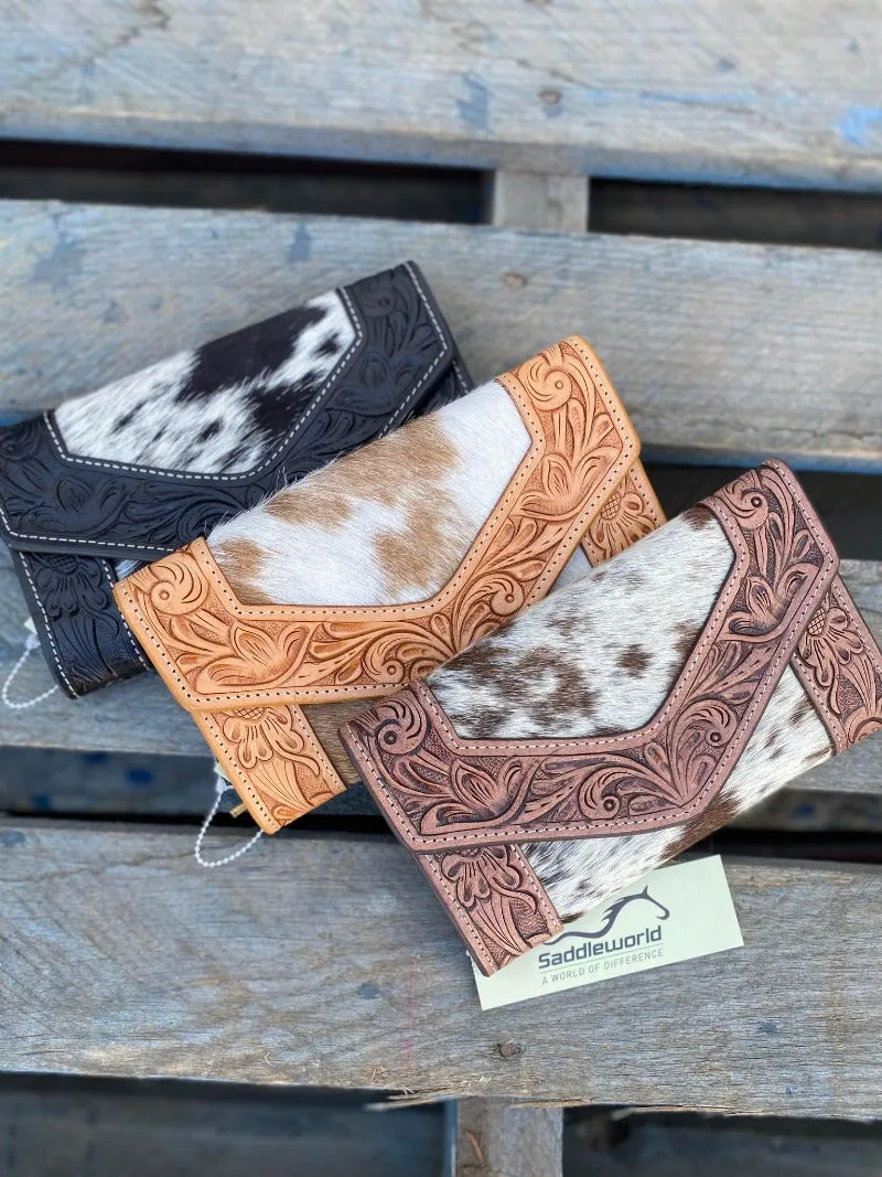Trifold Cowhide &Tooled Leather Wallet (AW26)