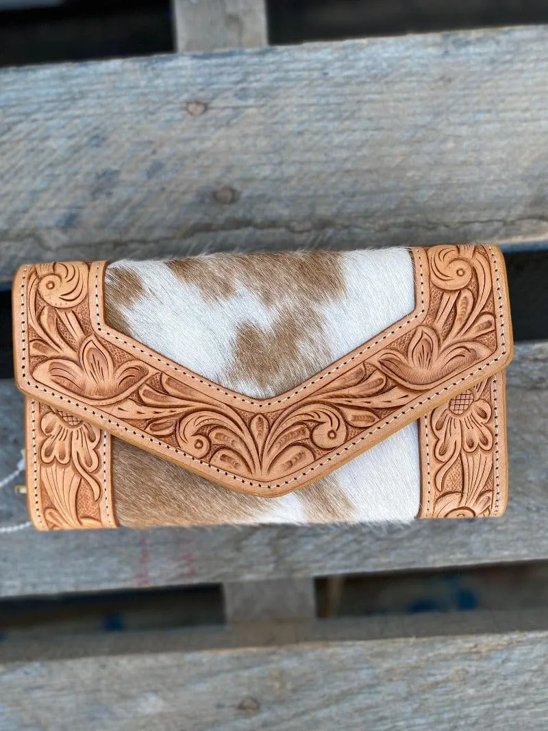 Trifold Cowhide &Tooled Leather Wallet (AW26)