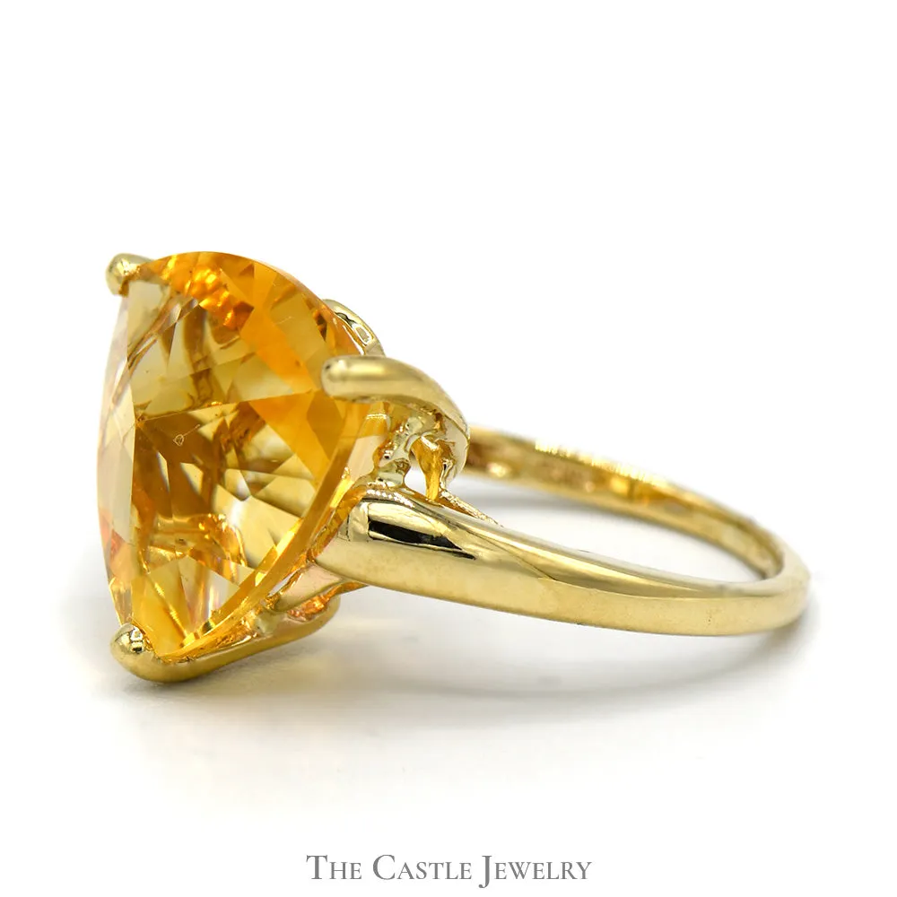 Trillion Cut Citrine Solitaire Ring in 10k Yellow Gold