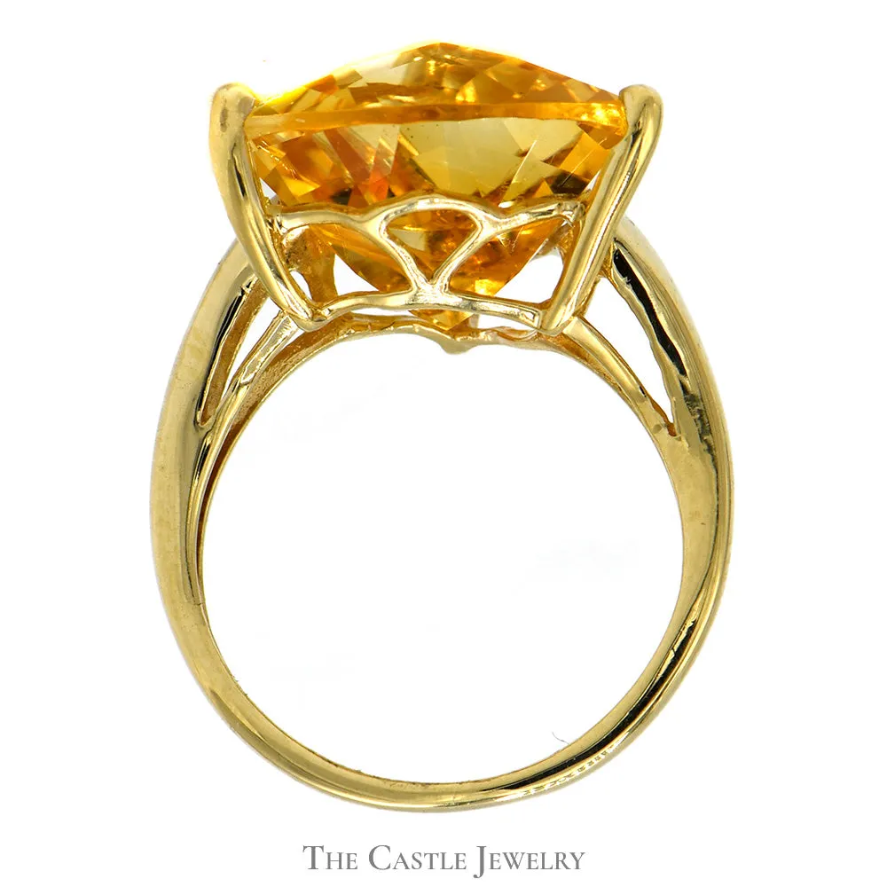 Trillion Cut Citrine Solitaire Ring in 10k Yellow Gold