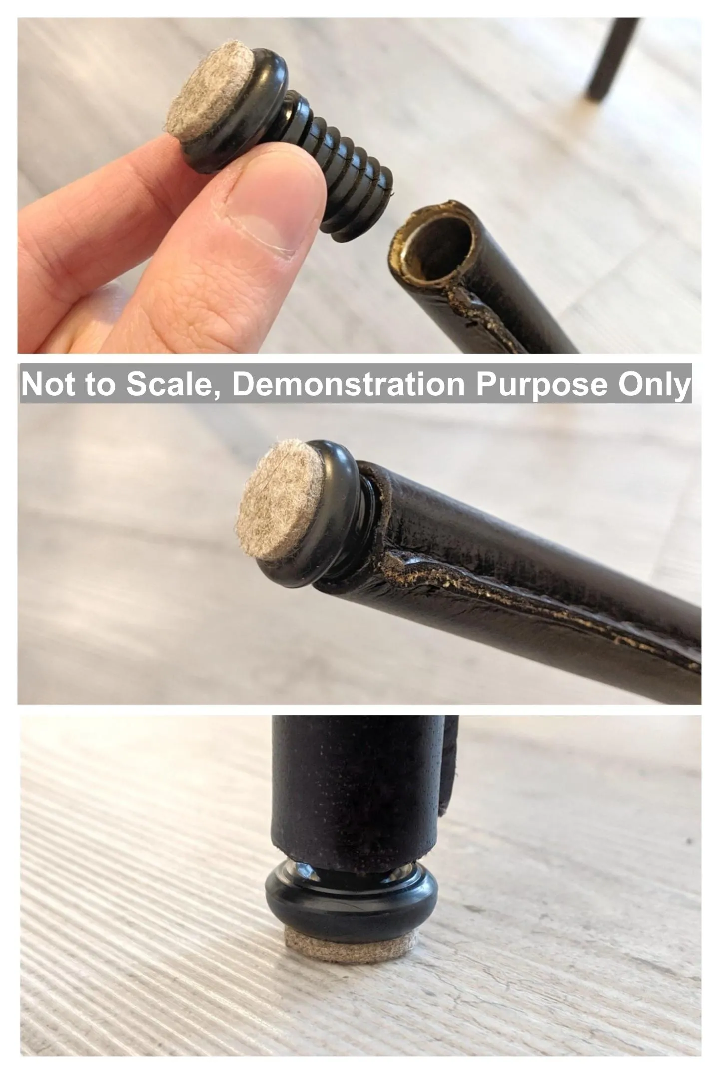 Tube Inserts with Felt Base for Angled Chair Legs with 18mm Inside Diameter (27mm Felt) | Made in Germany | Keay Vital Parts