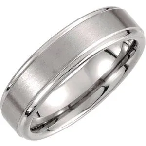 Tungsten 6 mm Satin and Polished Edge Band Size 9