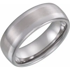 Tungsten 8 mm Rounded Edge Band with Satin Center Size 9.5
