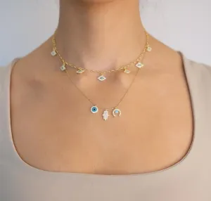 Turquoise Hanging Eyes Link Choker
