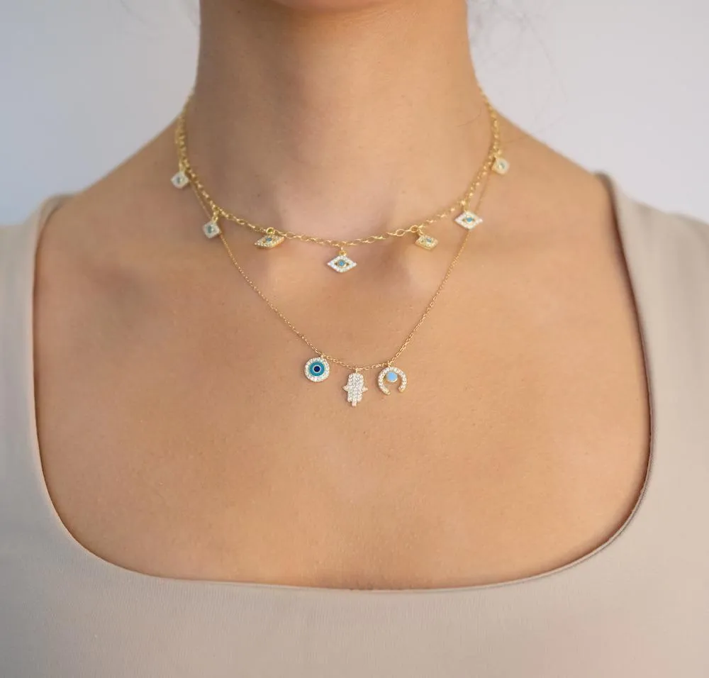 Turquoise Hanging Eyes Link Choker