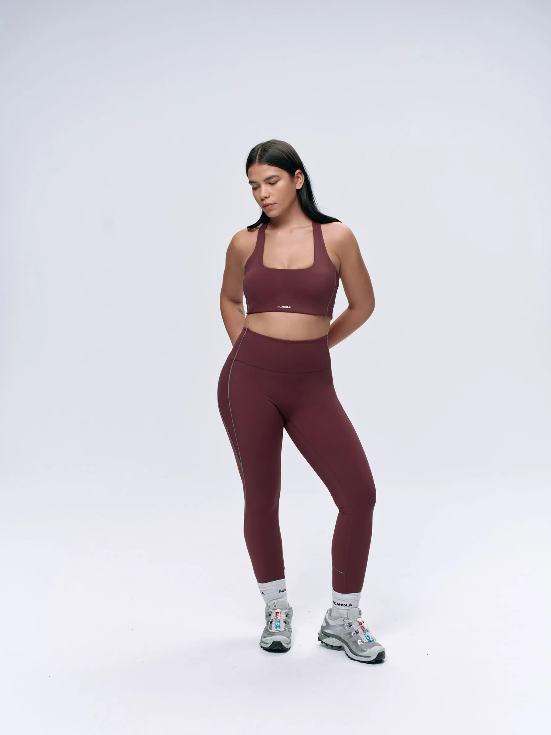 Ultimate Reflective Piping Leggings - Burgundy