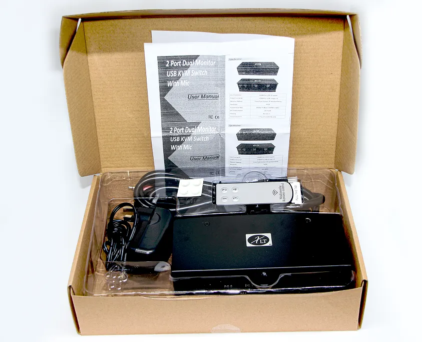 USB KVM Switch with Mic - 2 Port Dual Monitor (XTC224)